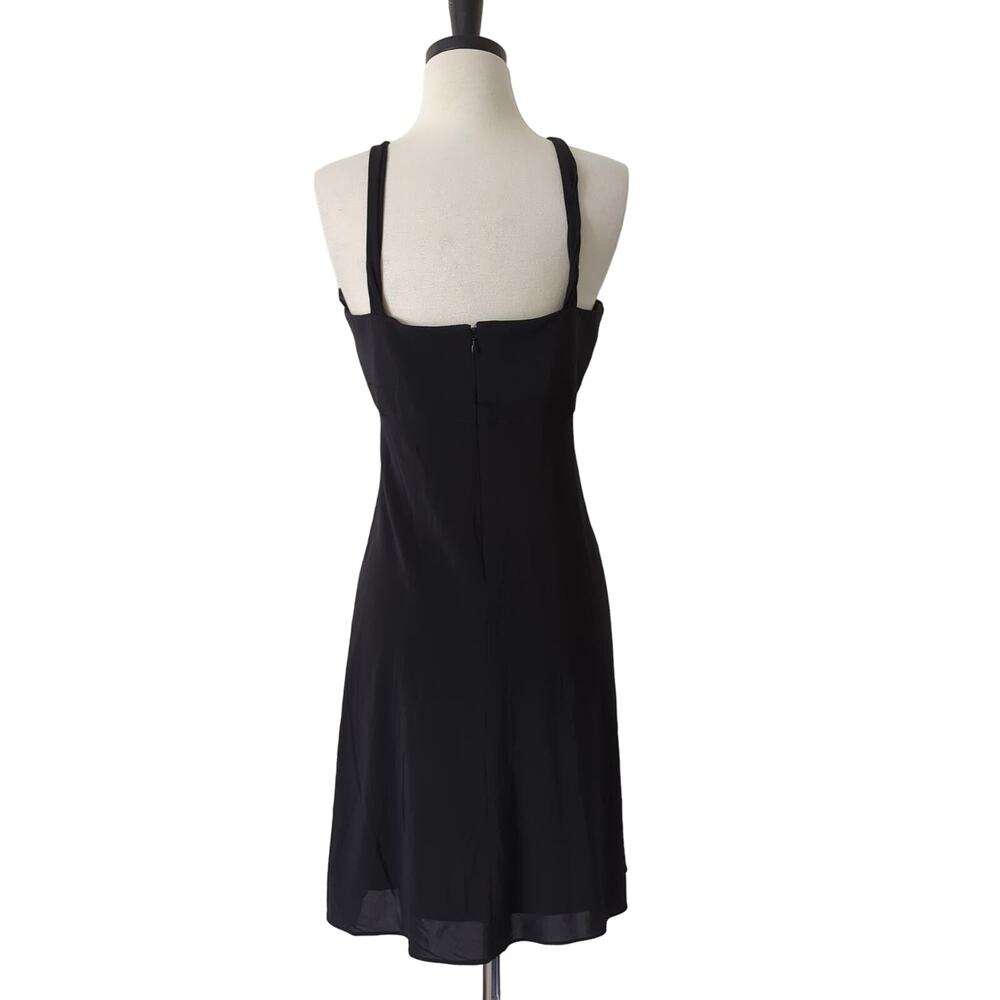 BCBG Maxazria Womens Black Pleated Mini Dress V-Neck Jersey Stretch Medium VTG - Picture 2 of 11